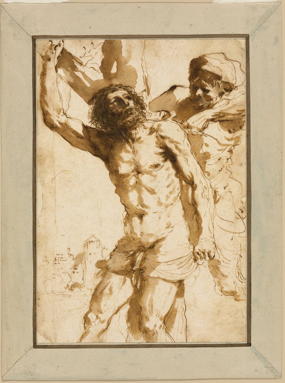 Studie na "Mučednictví svatého Bartoloměje" od Guercino