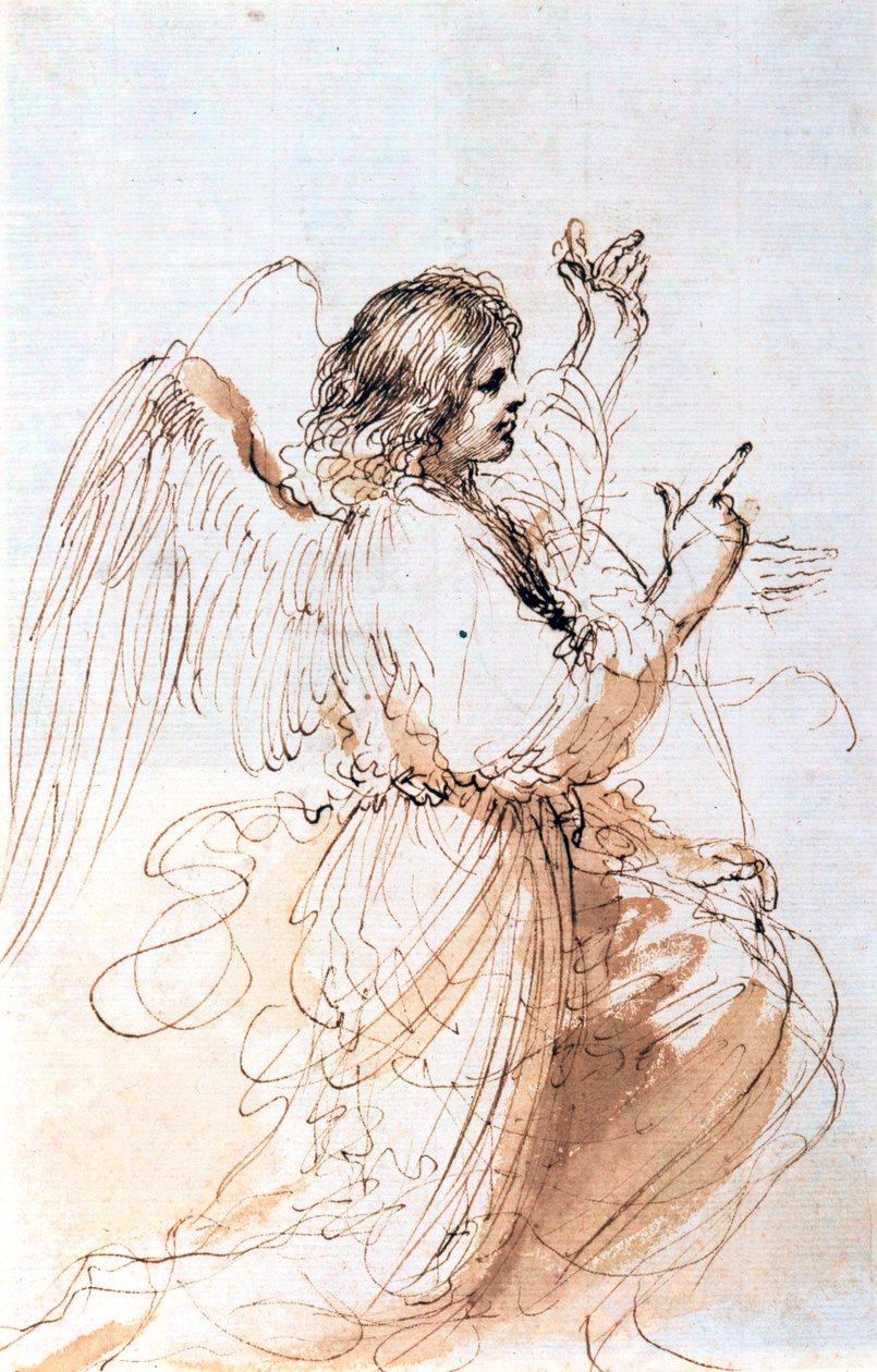 Studie anděla, c1611-1666 od Guercino