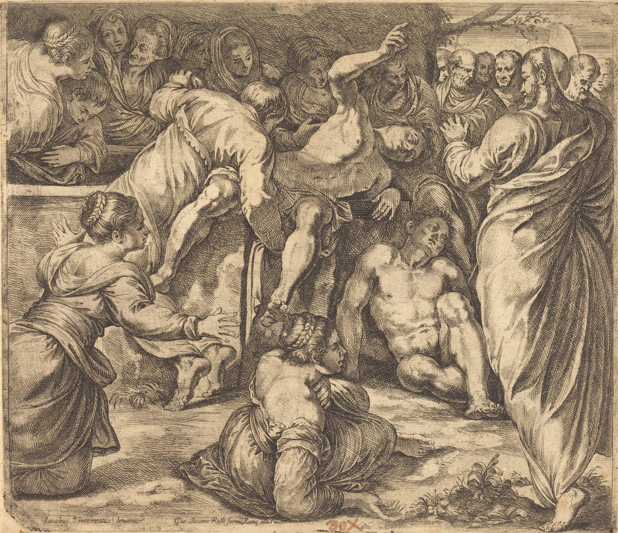 Vzkříšení Lazara od Guglielmo Cortese after Tintoretto