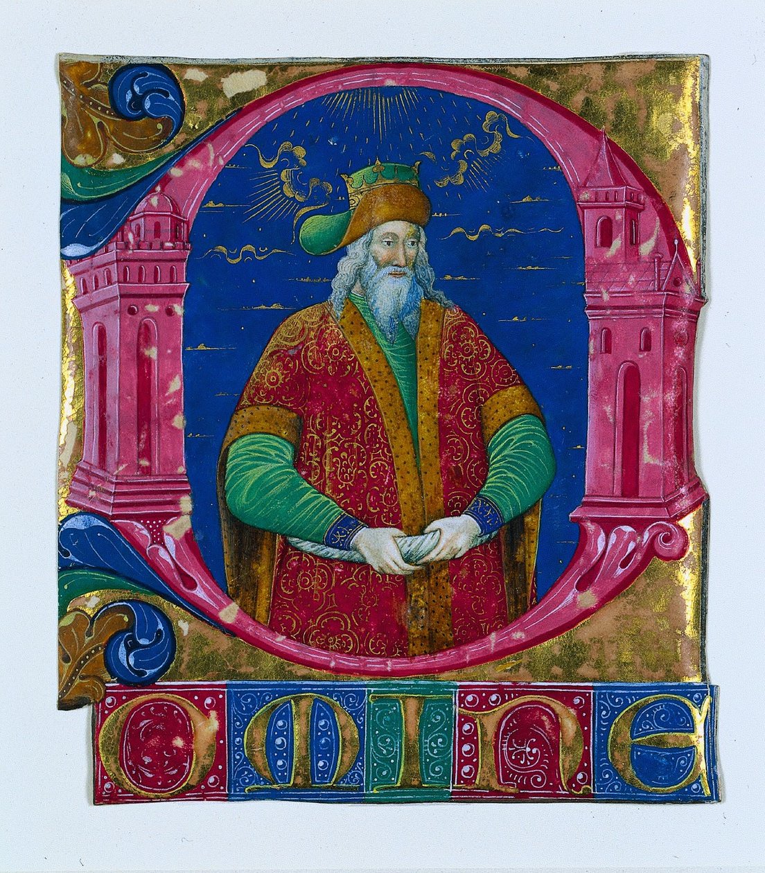 Iniciála D[omine] ze sborové knihy: King Solomon, c. 1470-1480. od Guglielmo Giraldi del Magri [or del