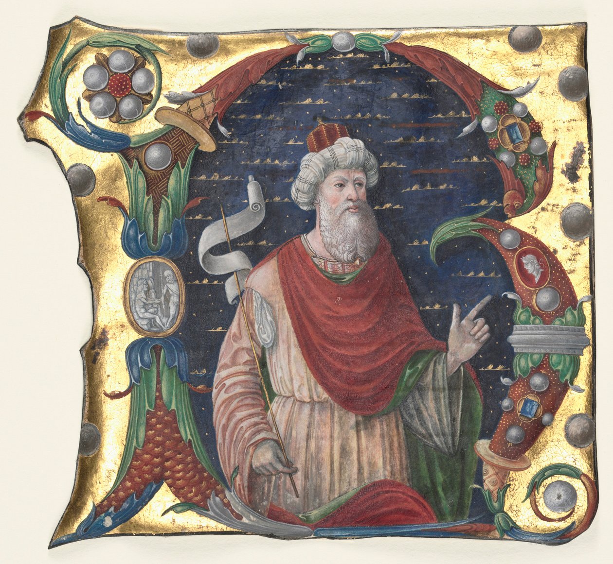 Iniciála R ze sborové knihy s králem Davidem, c. 1470-1480. od Guglielmo Giraldi del Magri [or del
