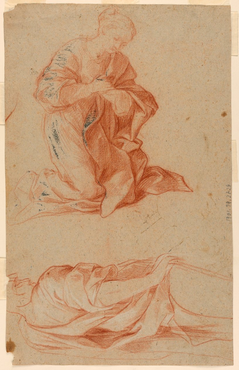 Kresba, Studie Panny Marie a stojícího muže, asi 1660 od Gugliemo Cortese