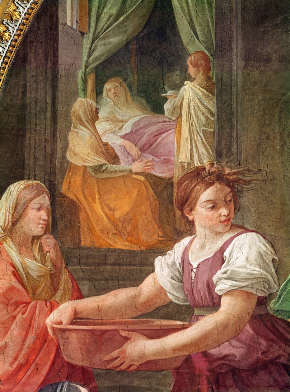 Narození Panny Marie (detail skupiny žen kolem svaté Anny), 1611 od Guido Reni