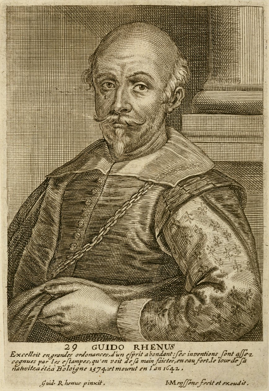 Autoportrét, deska 29 ze série portrétů umělců, vyryl Joannes Meyssens (1612-70) od Guido Reni