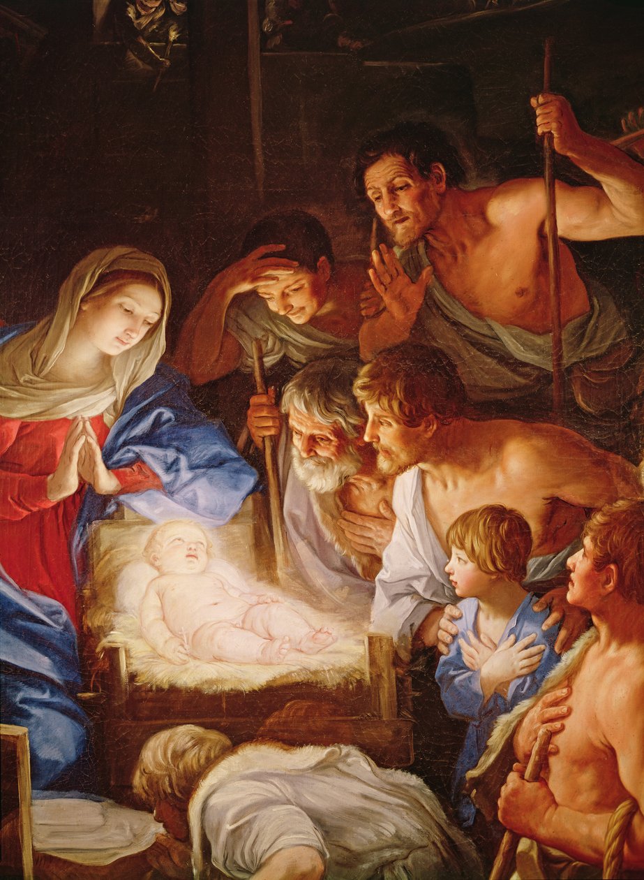 Klanění pastýřů, detail skupiny kolem Ježíše od Guido Reni