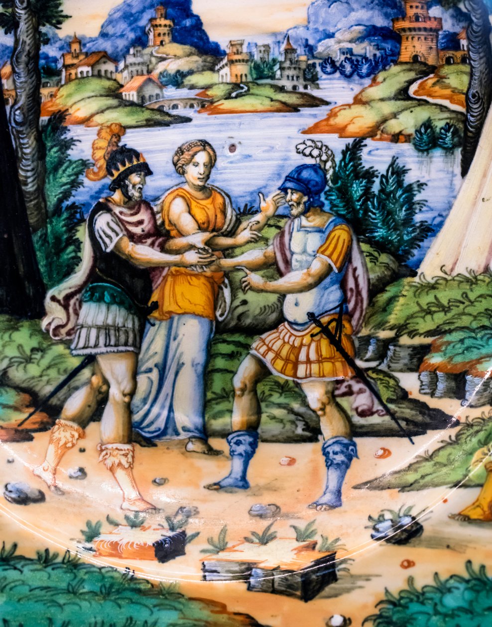 Nádobí: Latinus a Aeneas, detail, kolem roku 1540 (majolika) od Guido (attr. to) Durantino