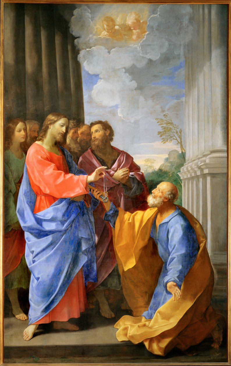 Le Christ remettant les clefs a Saint Pierre - Kristus předává klíče svatému Petrovi... od Guido (follower of) Reni