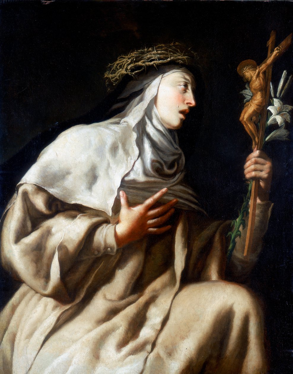 Svatá Tereza z Avily před křížem, c1621-1663 od Guido Cagnacci