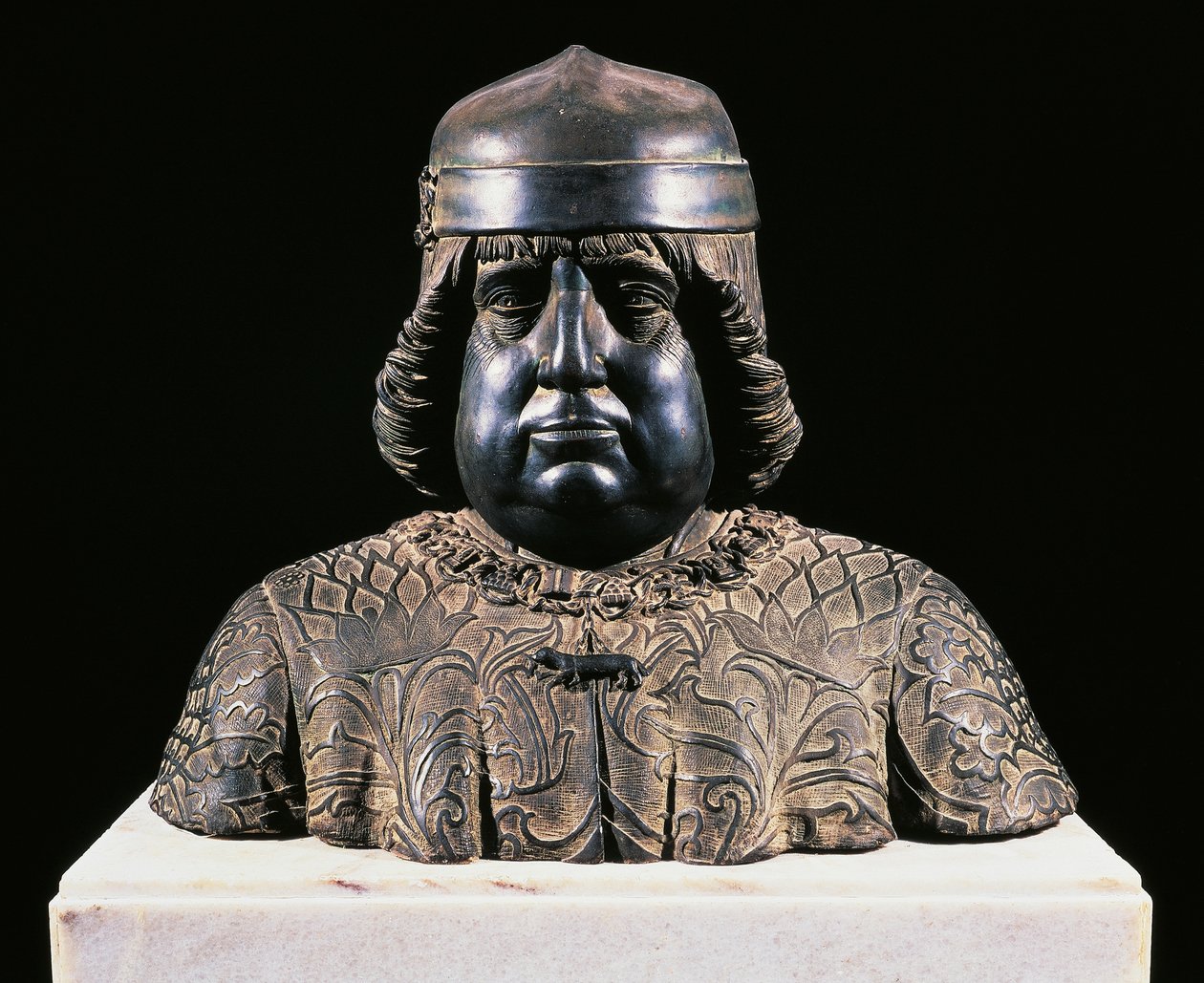 Busta Alfonse Aragonského, cca 1490, od Guida Mazzoniho (cca 1450-1518), bronzová plastika, výška 42 cm, Itálie od Guido Mazzoni