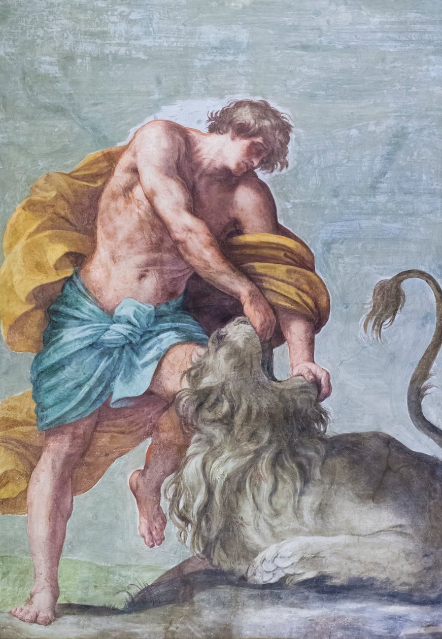 Stropní fresky místnosti svatby Aldobrandini, zobrazující scény z příběhů Samsona (freska) od Guido Reni