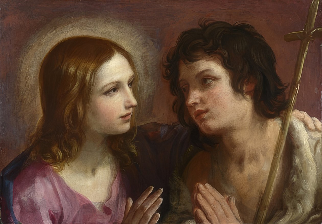 Kristus objímá Jana Křtitele. Kolem roku 1640 od Guido Reni