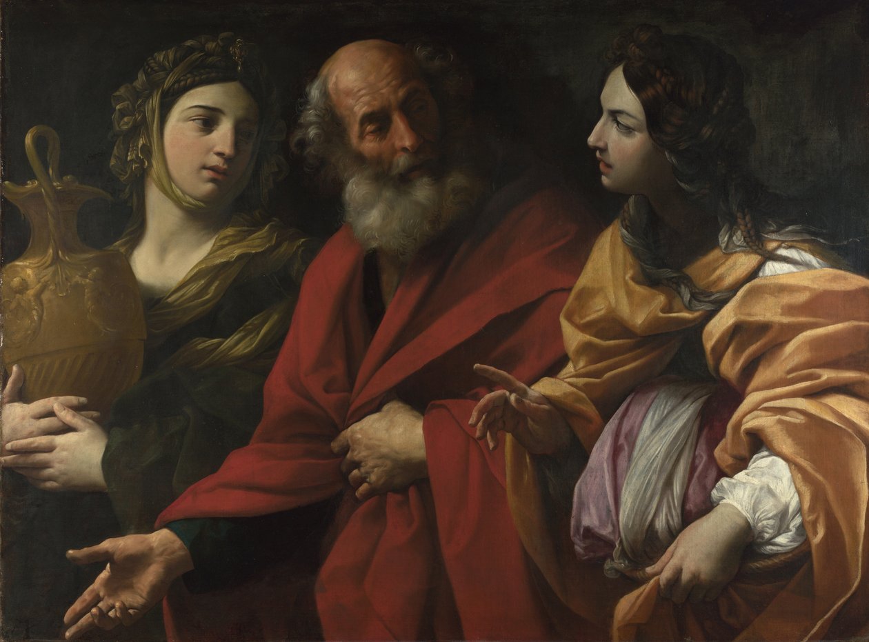 Lot a jeho dcery opouštějí Sodomu, c. 1615 od Guido Reni