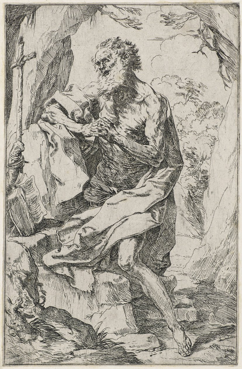 Svatý Jeroným (lept na položený papír) od Guido Reni