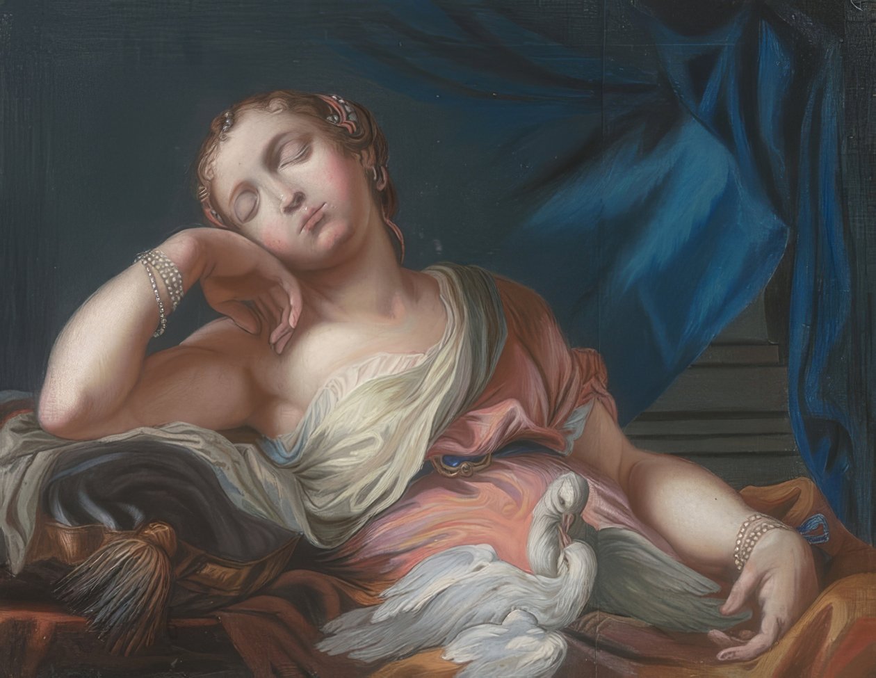 Spící Venuše se dvěma vrkajícími holubicemi od Guido Reni