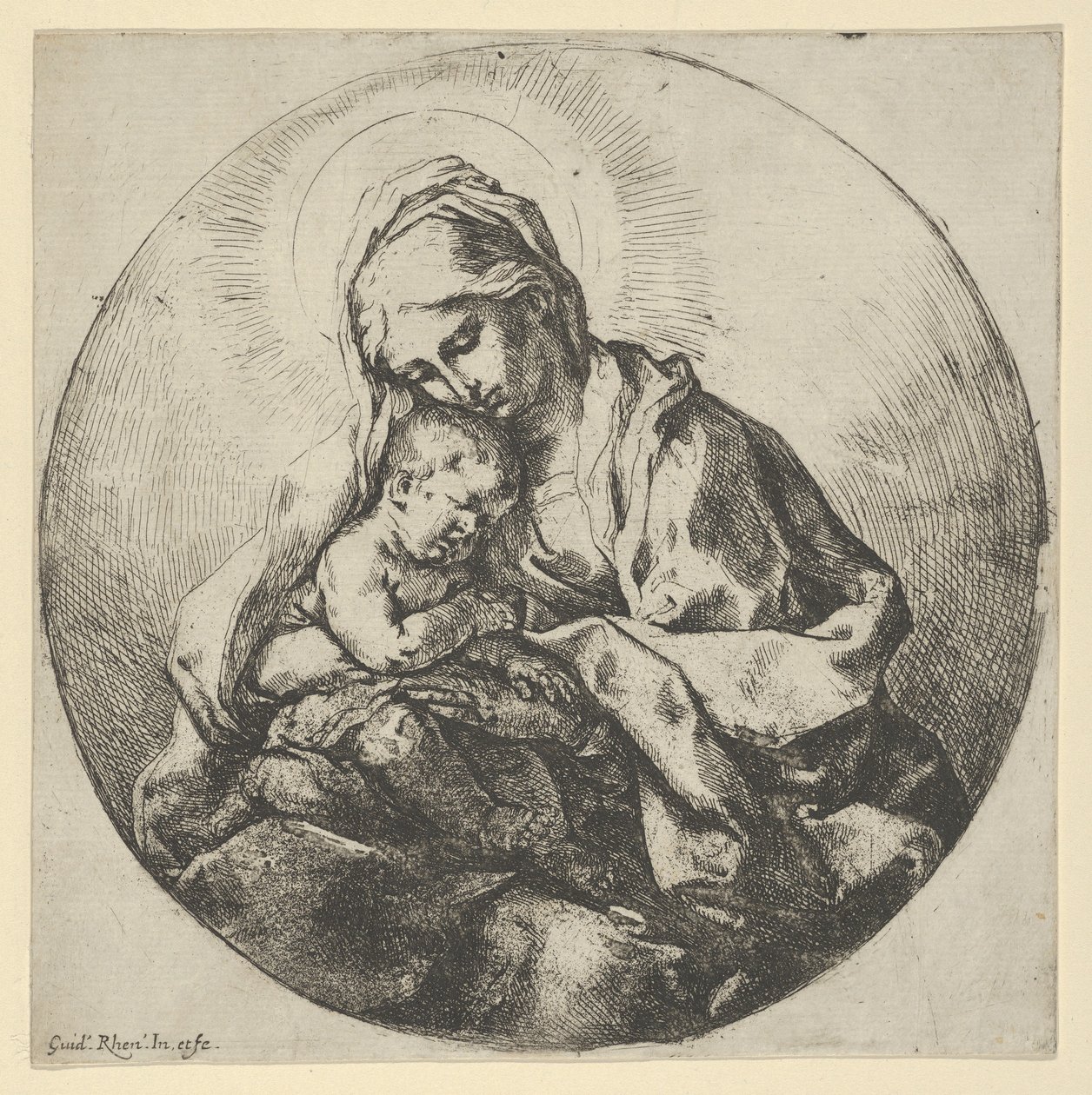Panna držící nemluvně Krista se schovanými prsty pravé ruky, ..., cca 1600-1640. od Guido Reni