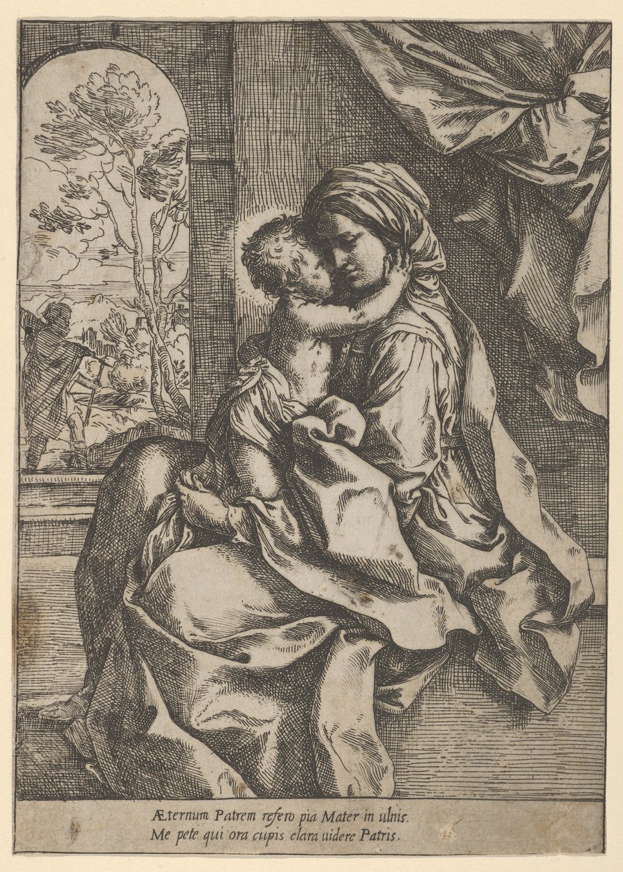 Panna seděla s Ježíškem na klíně a objímala ji, Josef viděl..., ca. 1600-1613. od Guido Reni