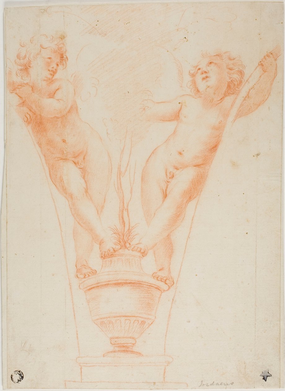 Dvě putti s hrnkovou rostlinou od Guido Reni