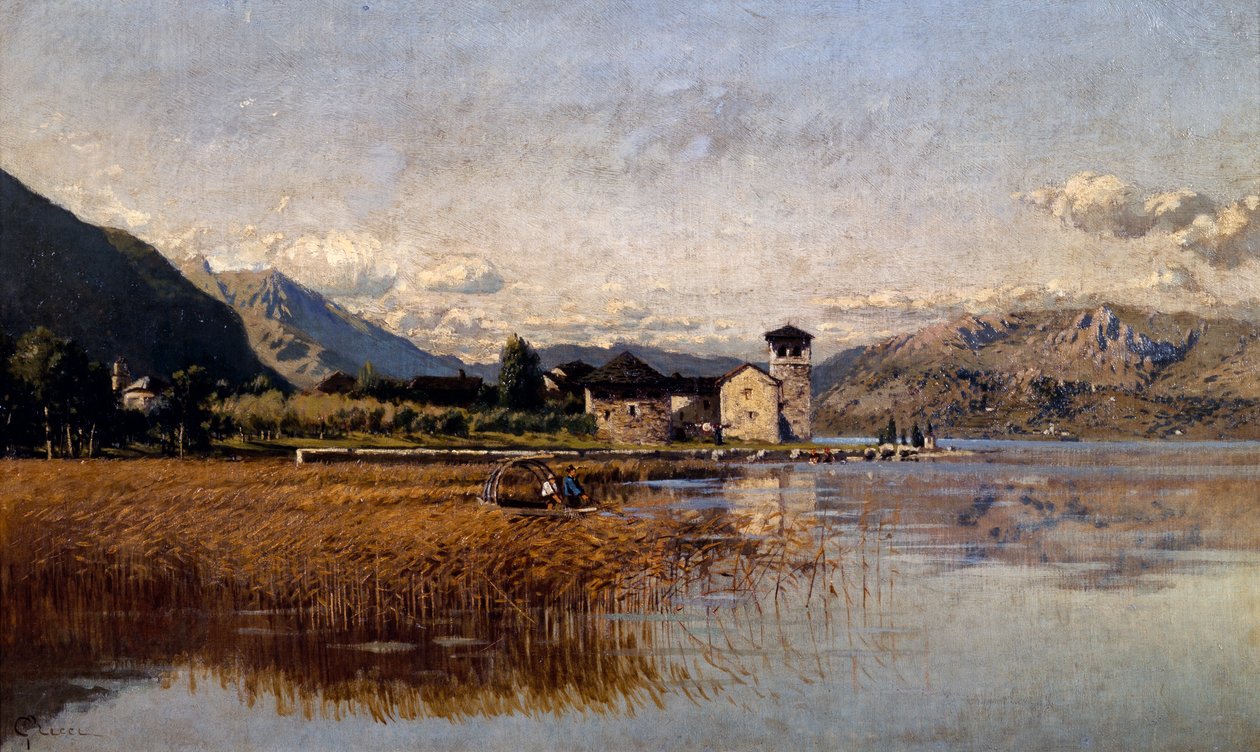 Jezero Mezzola (olej na plátně) od Guido Ricci