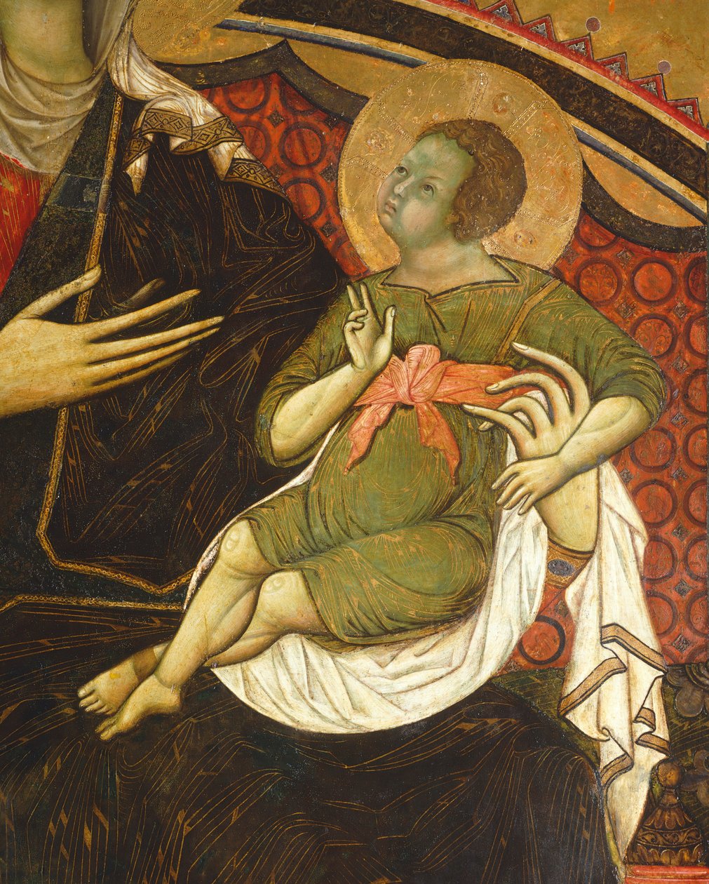 Dítě Ježíš, detail z Majesty od Guida da Siena (cca 1230-cca 1290) Síň sloupů, Palazzo Pubblico (Radnice), Siena od Guido da Siena