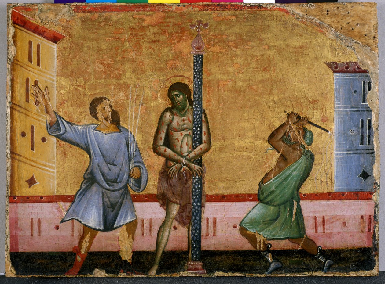 Bičování Krista (tempera na dřevě) od Guido da Siena