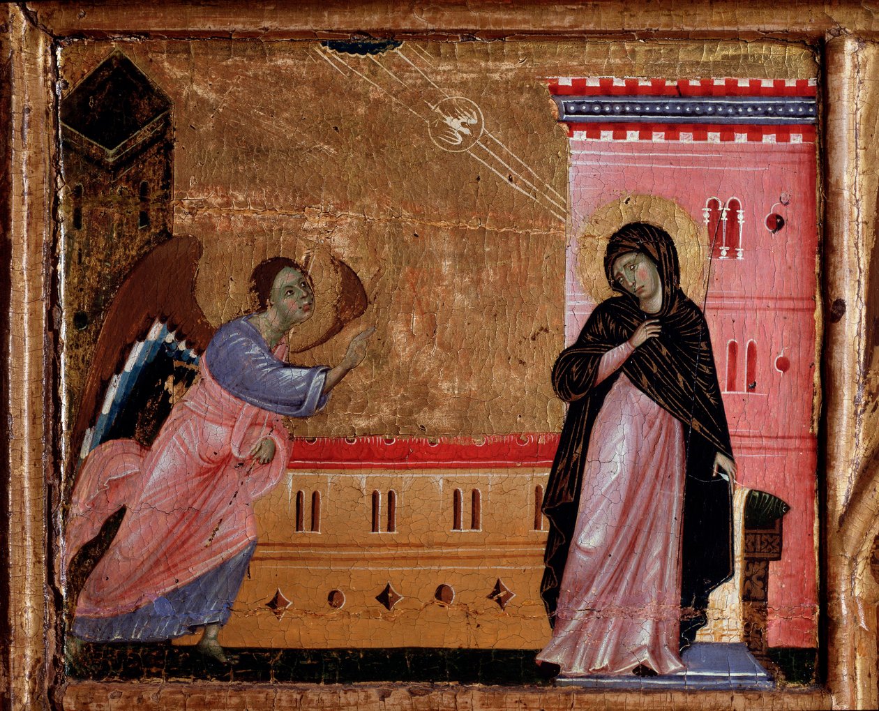Zvěstování. Detail predely, cca 1260-1280 od Guido da Siena