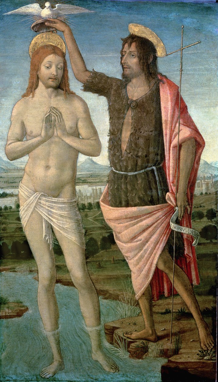 Křest Krista, 1486 (tempera na panelu) od Guidoccio di Giovanno Cozzarelli