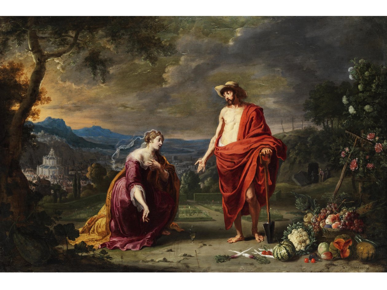 Ježíš jako zahradník před klečící Maří Magdalenou. od Guillam Forchondt
