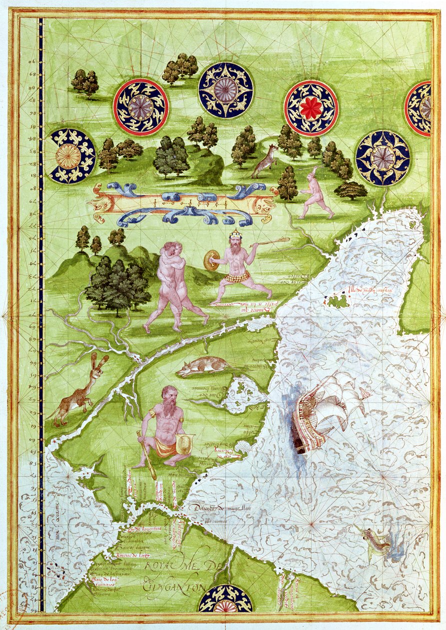 Fol.40v Mapa Magellanského průlivu, z 