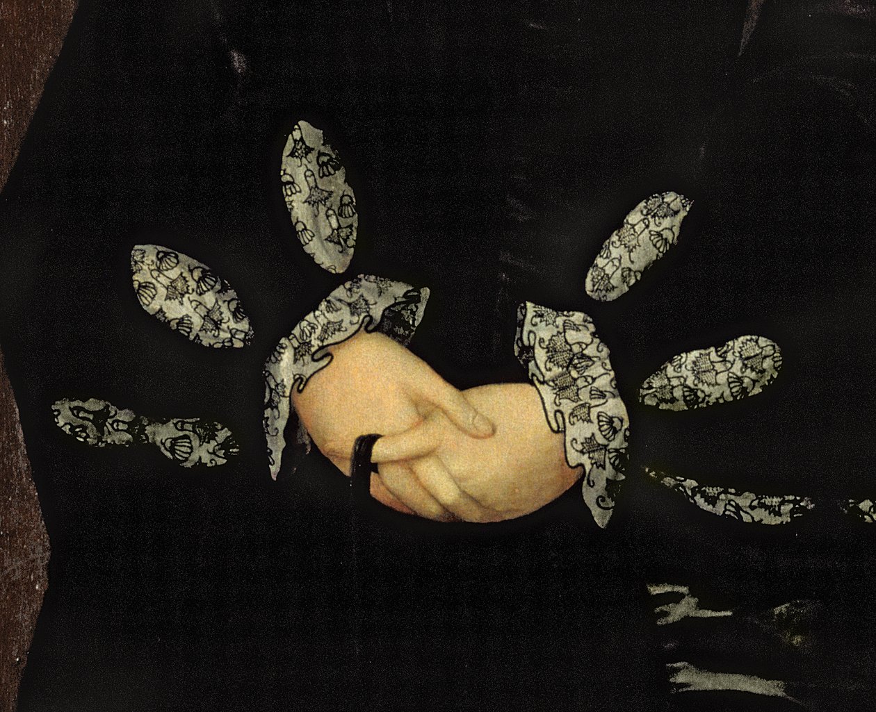 Blackwork výšivka, c.1546 olej na detail panelu z 231034 od Guillaume Scrots