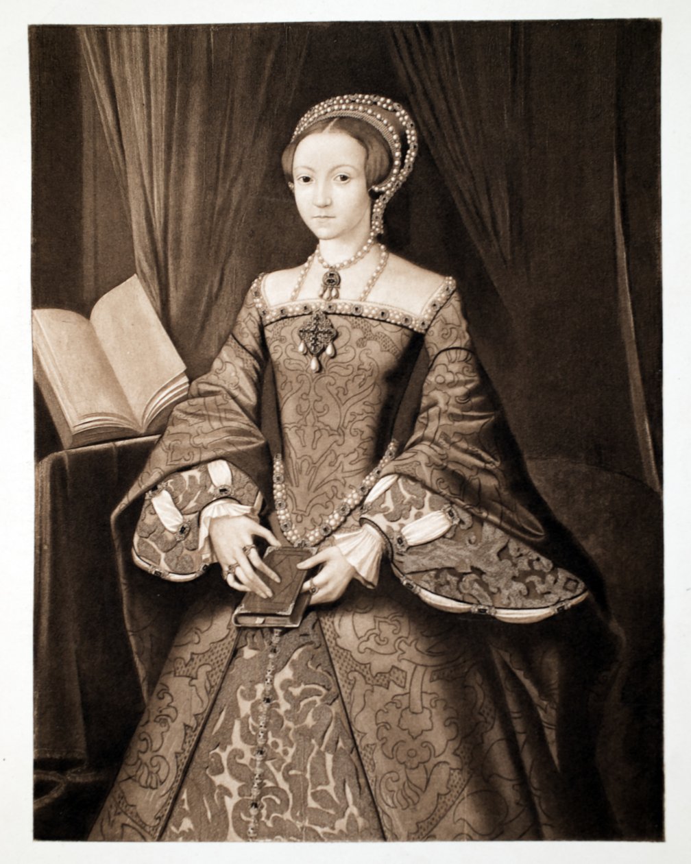 Princezna Alžběta, pozdější královna Alžběta I., kolem roku 1547, pub. 1902 (kolotyp) od Guillaume Scrots