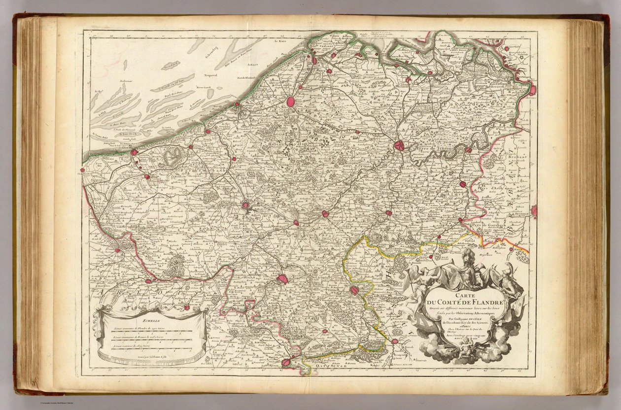 Flanderský kraj v roce 1704 od Guillaume de Lisle