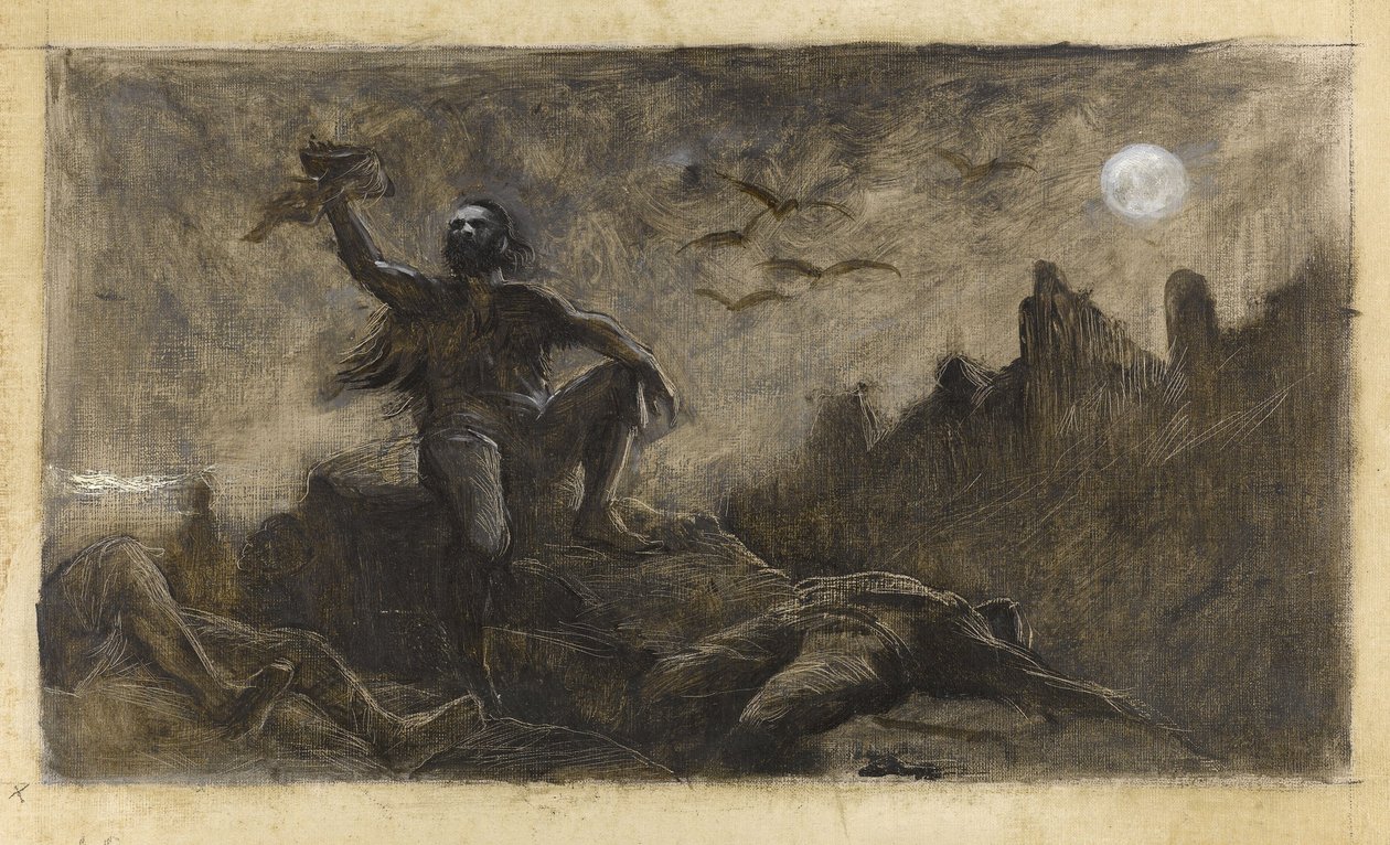 Han z Islandu pije krev svých obětí, asi 1889 (olej na plátně) od Guillaume Albert Demarest