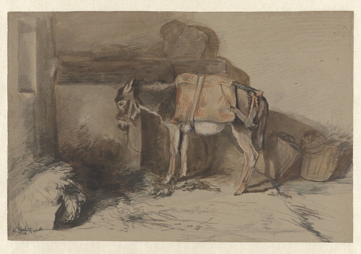 Osel ve stáji od Guillaume Anne van der Brugghen