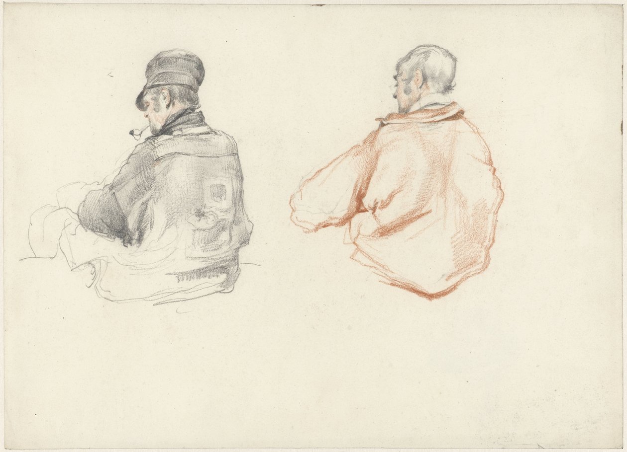 Dvě studie sedícího muže při pohledu zezadu od Guillaume Anne van der Brugghen