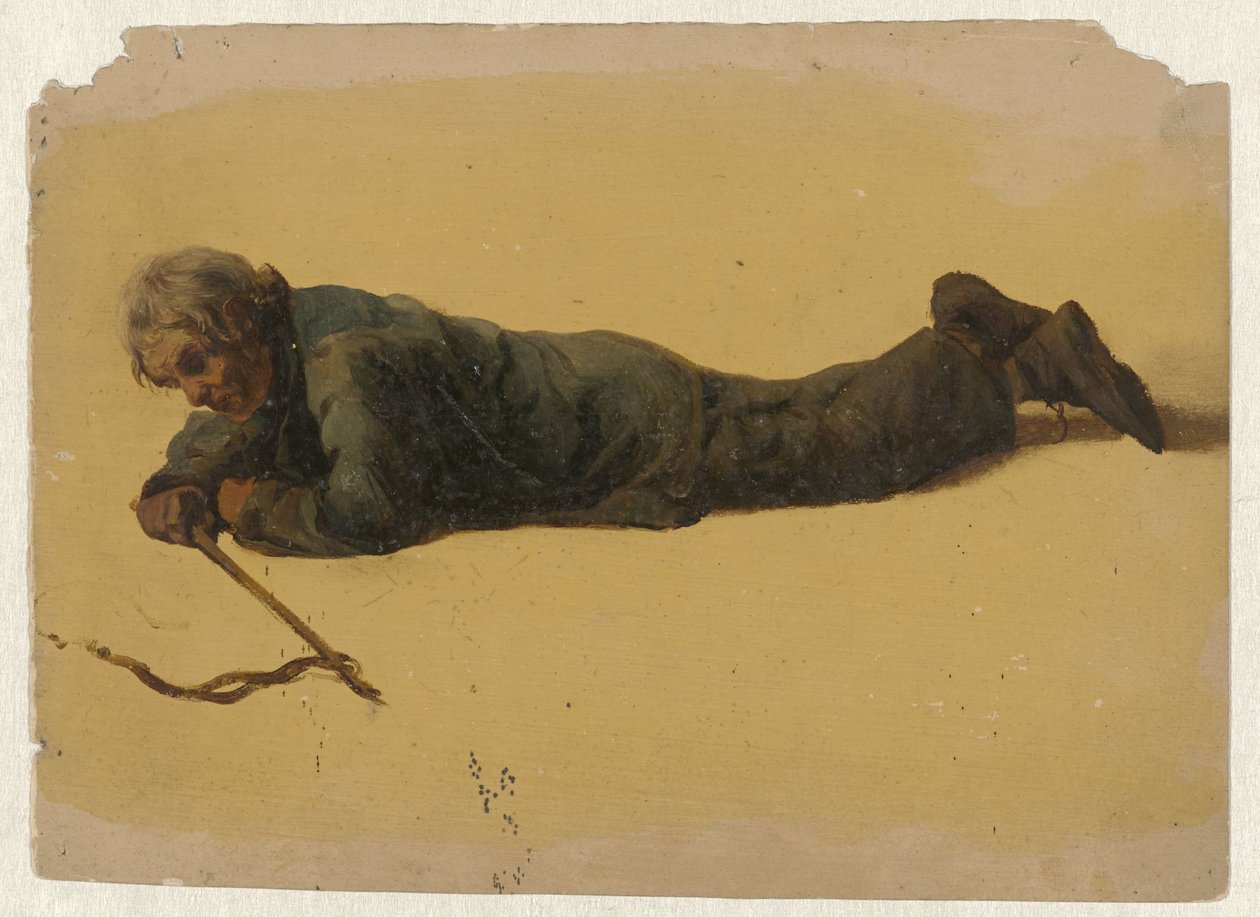 Muž ležící na břiše od Guillaume Anne van der Brugghen