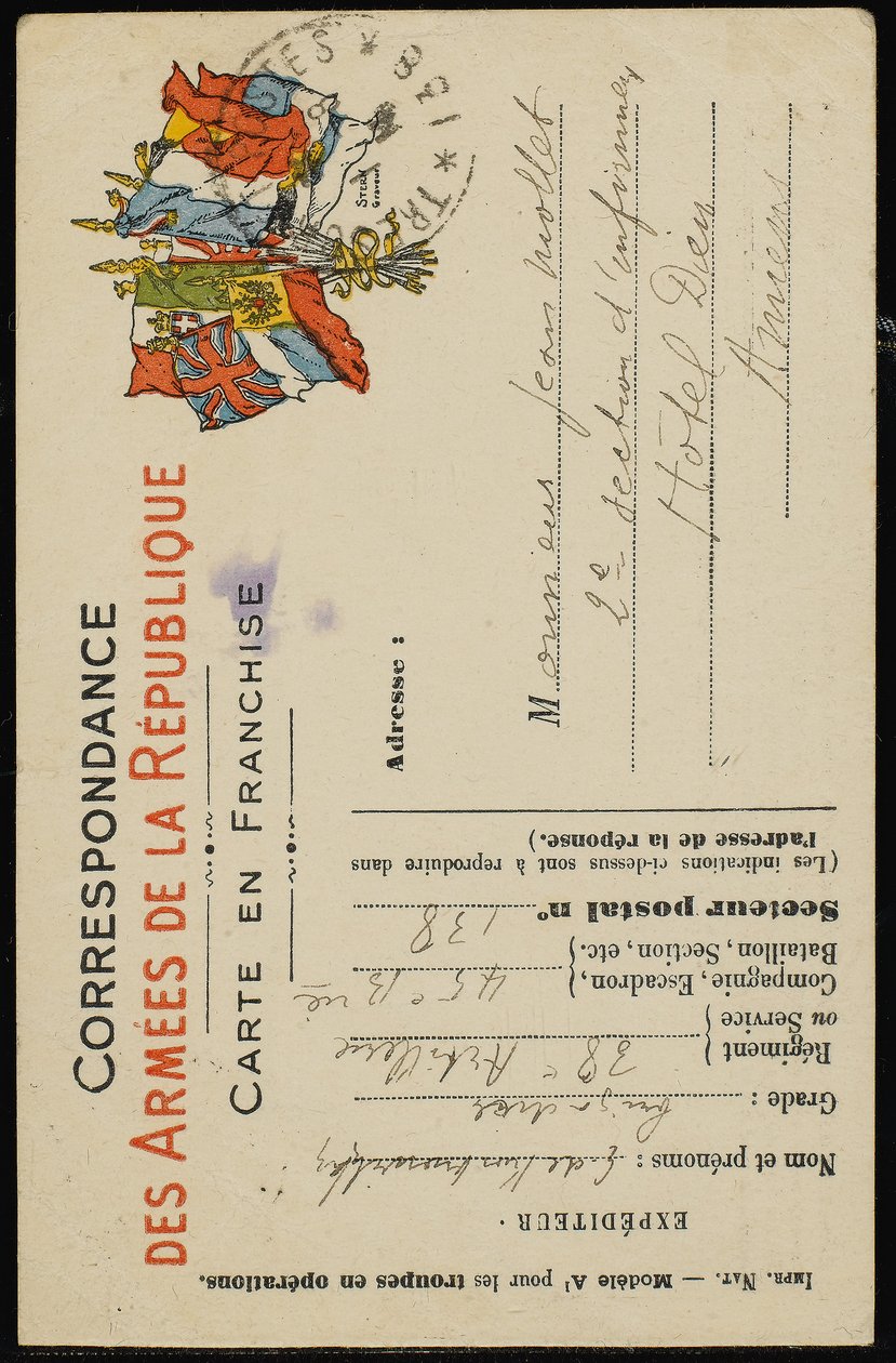 Podpisová pohlednice Jean Mollet, 31. července 1915 od Guillaume Apollinaire