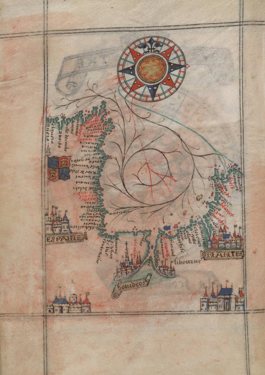 Biskajský záliv v atlase Guillauma Brouscona (1540-1560) od Guillaume Brouscon