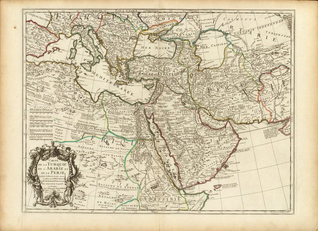 Mapa Osmanské a Perské říše z roku 1701 od Guillauma Delislea (oříznutá) od Guillaume Delisle
