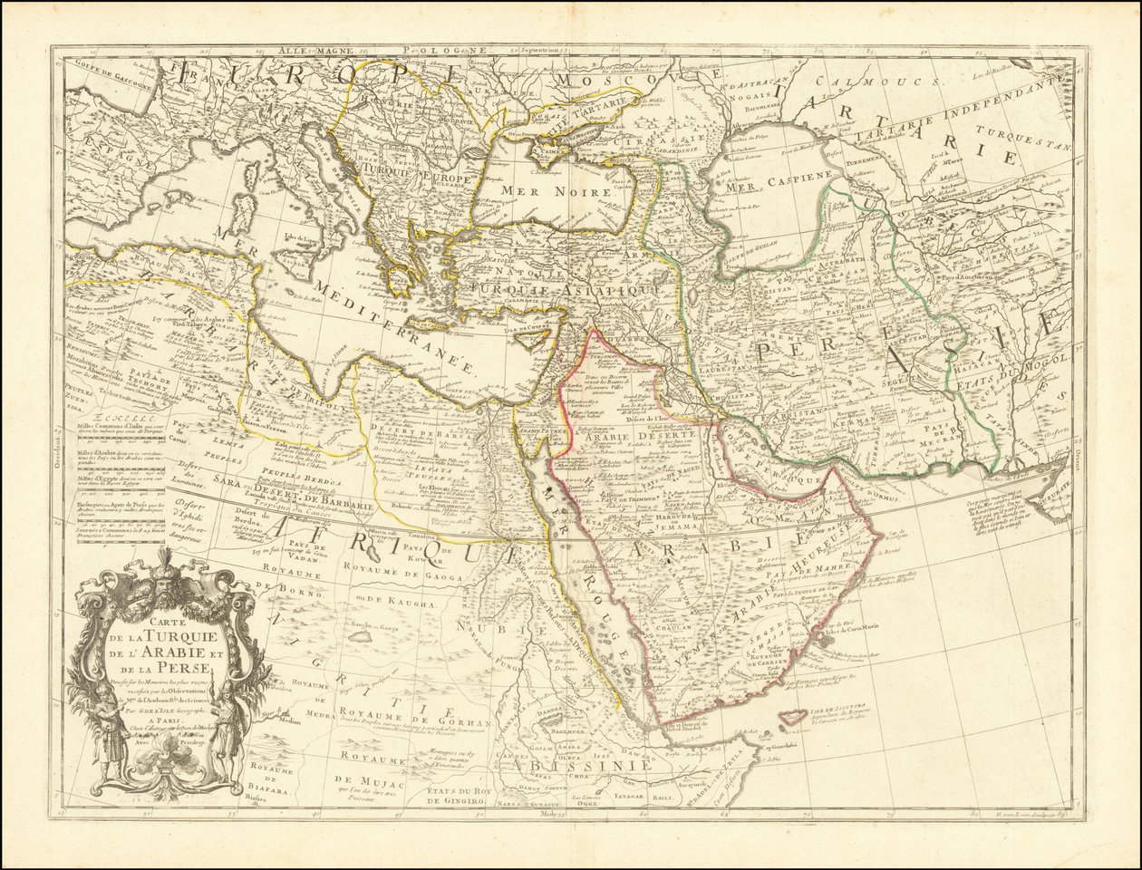 1701 mapa - Mapa Turecka, Arábie a Persie od Guillaume Delisle