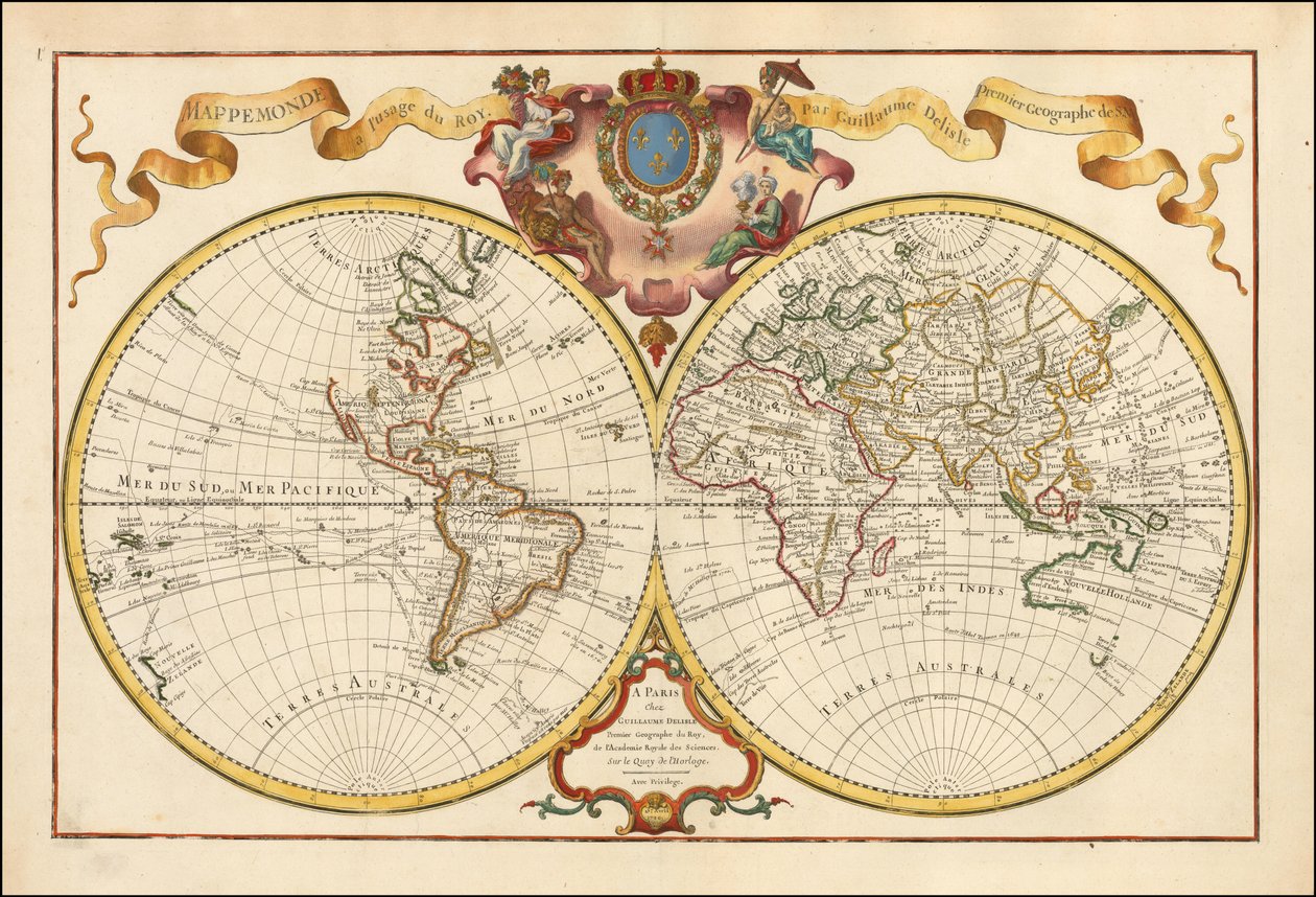 Mapa světa z roku 1720 - Mappemonde a l