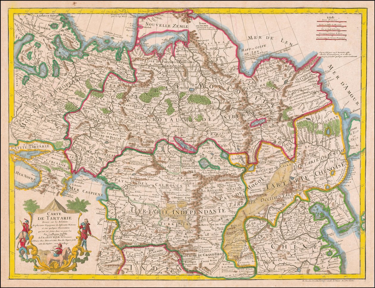 1766 mapa - Mapa Tartárie na základě vztahů od Guillaume Delisle