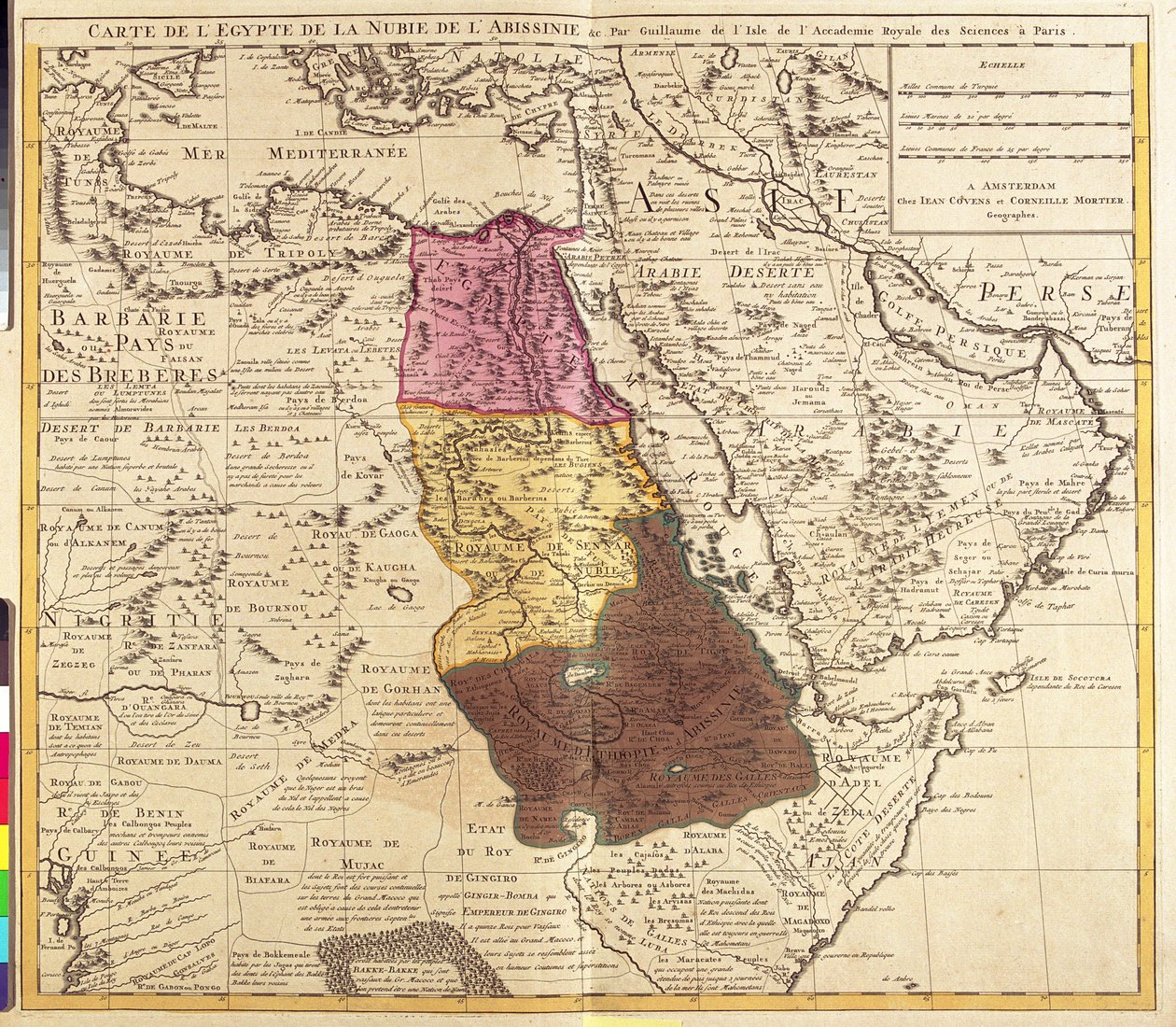 Egypt, Súdán, Eritrea, Džibutsko, Etiopie od Guillaume Delisle