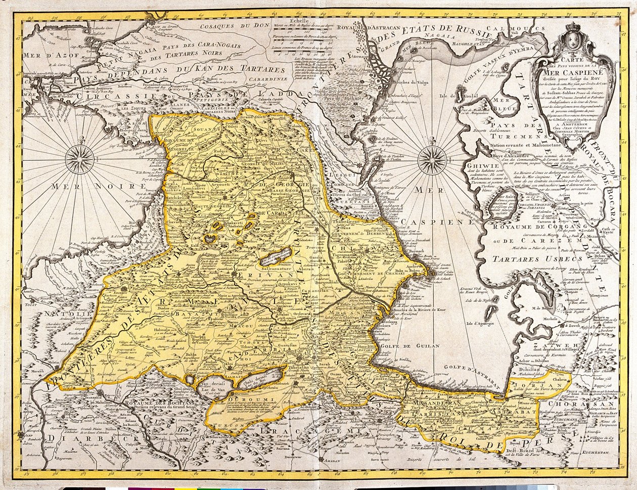 Gruzie, Arménie, Ázerbájdžán, východní Turecko, severní Írán. od Guillaume Delisle