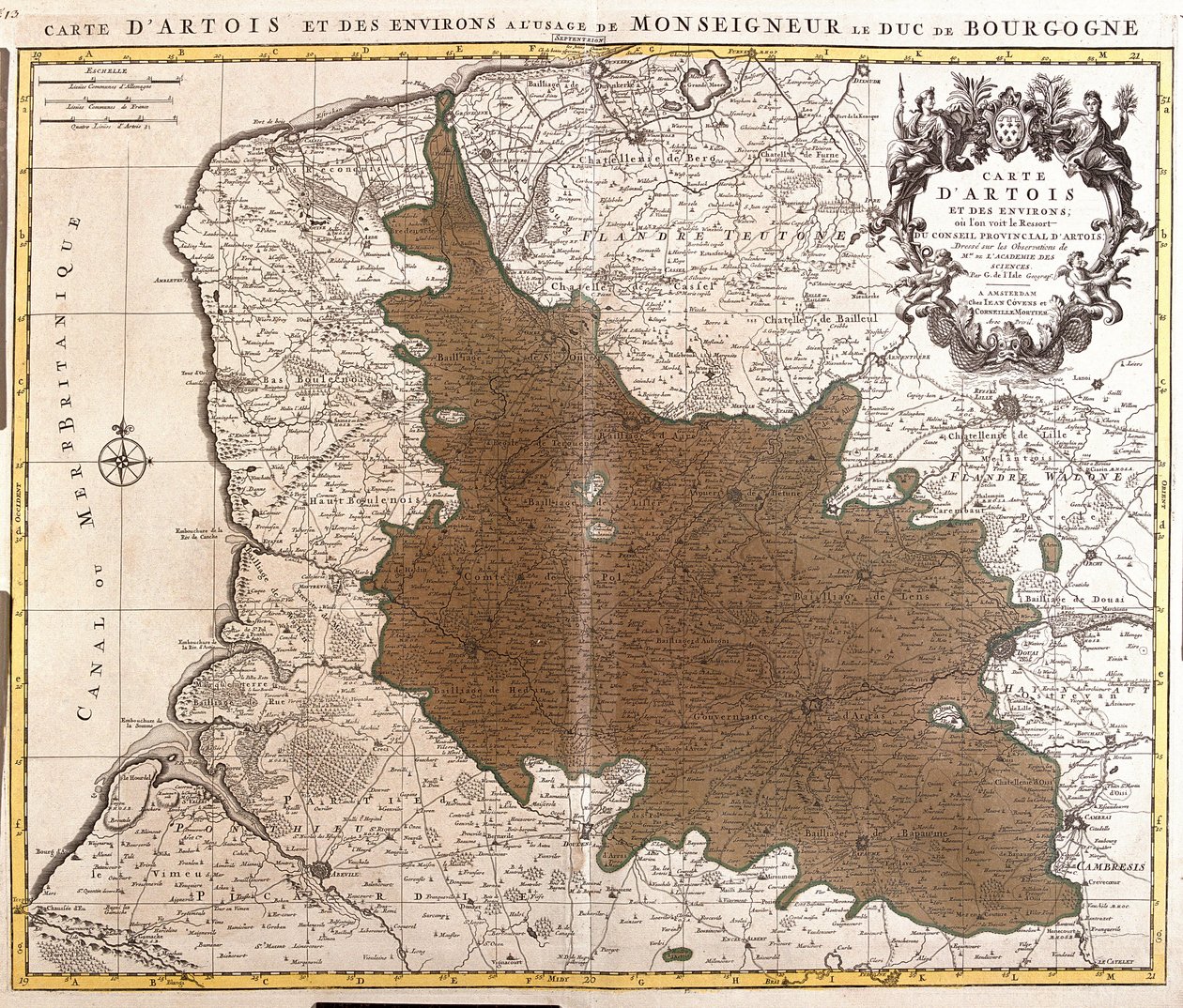 Mapa Artois (Pas de Calais, Francie) (lept od Guillaume Delisle