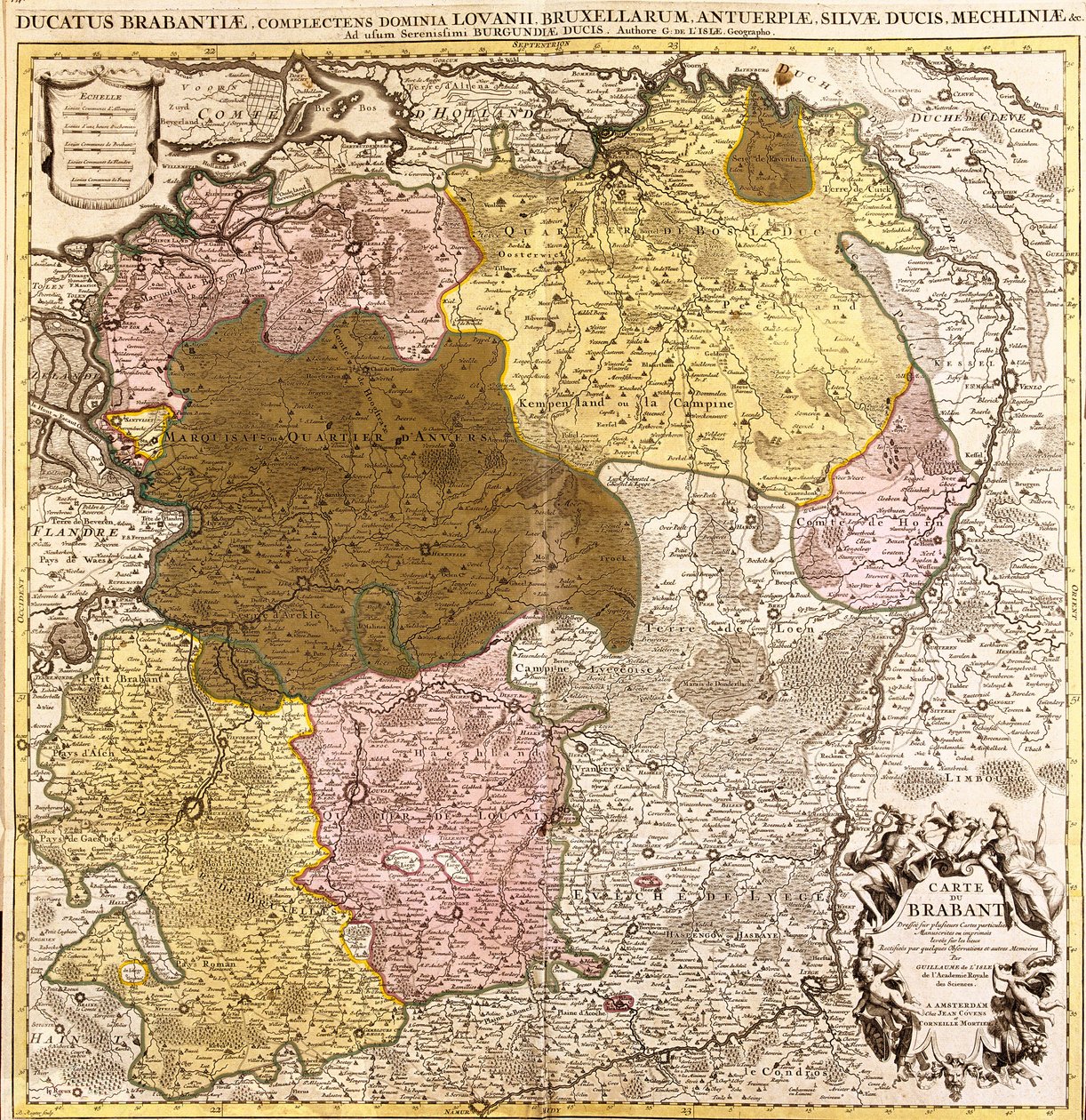Mapa Brabantska (Belgie a Nizozemsko) (lept od Guillaume Delisle