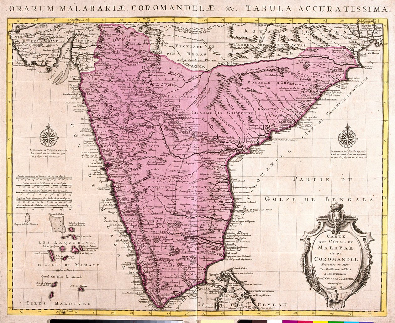 Mapa Coromandel a Malabar (Indie) (lept od Guillaume Delisle