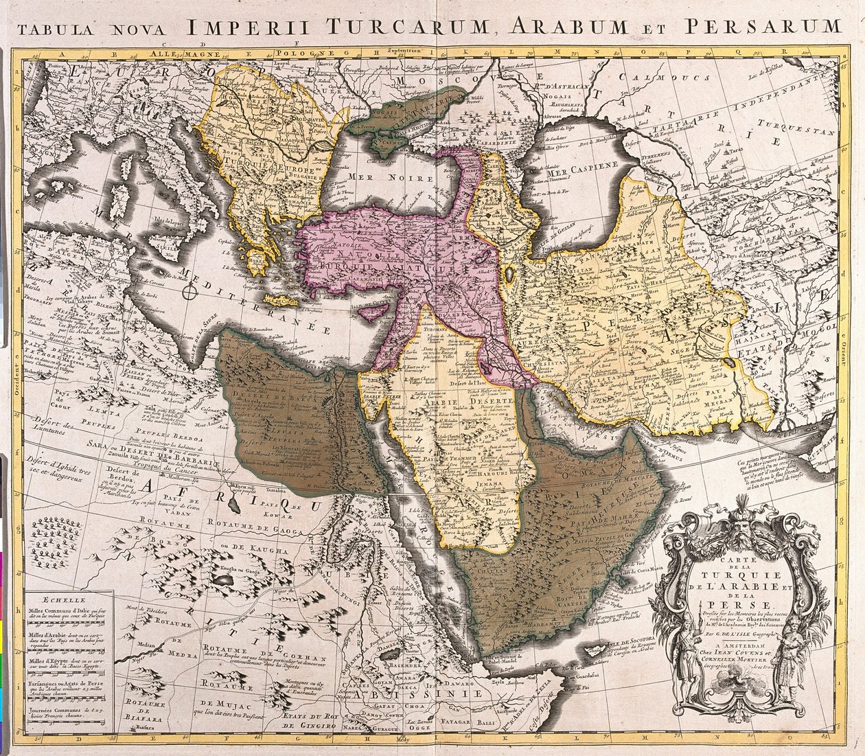 Mapa Středního východu: Turecká říše, Persie a Arabský poloostrov (lept od Guillaume Delisle