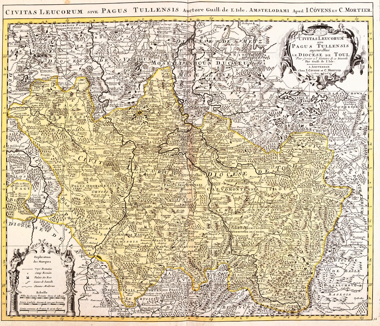 Mapa diecéze Toul (Lotrinsko, Francie) (lept od Guillaume Delisle