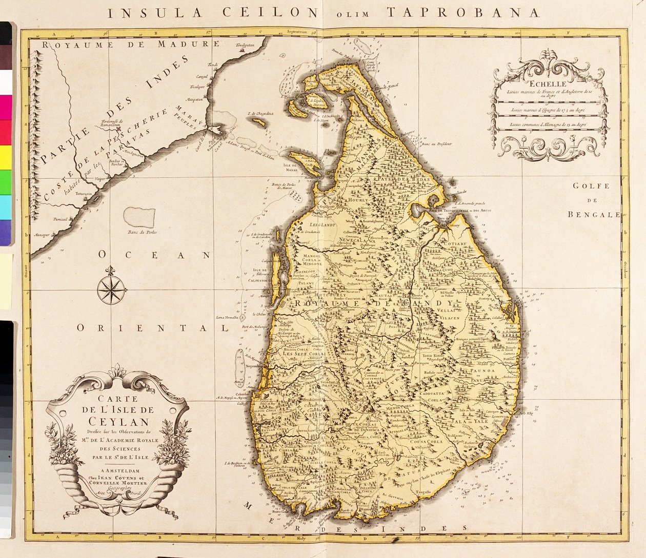 Mapa ostrova Cejlon (Srí Lanka) (lept) od Guillaume Delisle