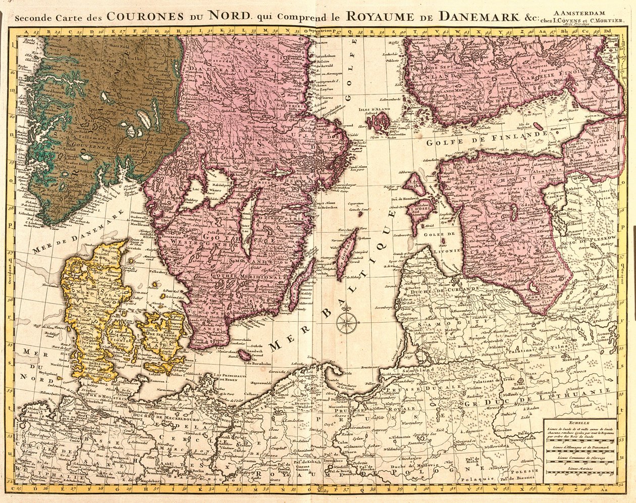 Mapa severních království (Dánsko, Švédsko, Norsko a Finsko) (lept od Guillaume Delisle